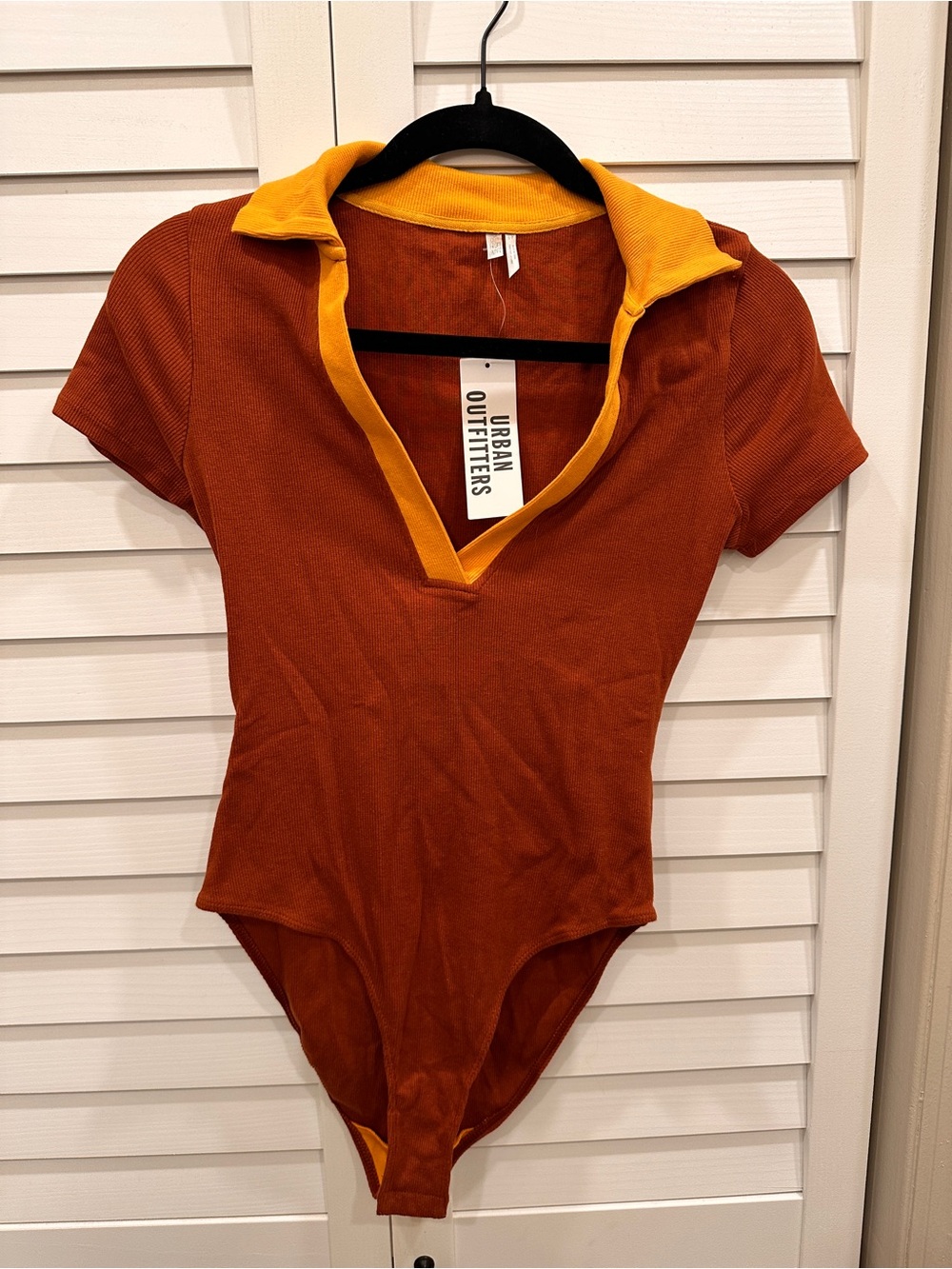 Urban Outfitters Rust and Mustard Short-Sleeve One-Piece
